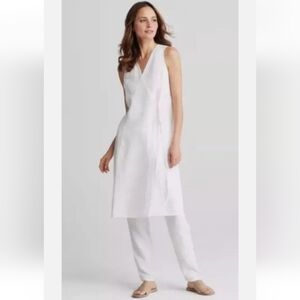Eileen Fisher, 100% Organic Linen, Wrap Tunic Top Vest/ Wrap Dress, White, Large